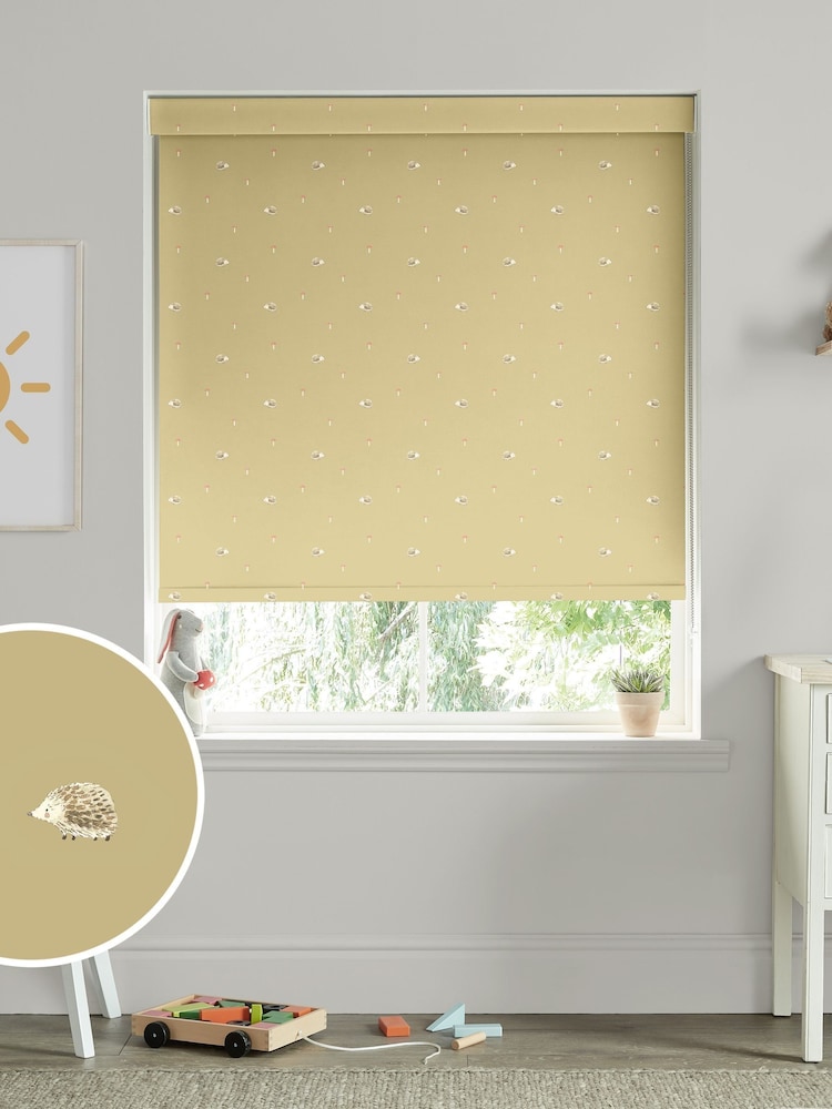 Sophie Allport Mustard Yellow Woodland Hedgehog Made to Measure Roller Blind - Image 1 of 2