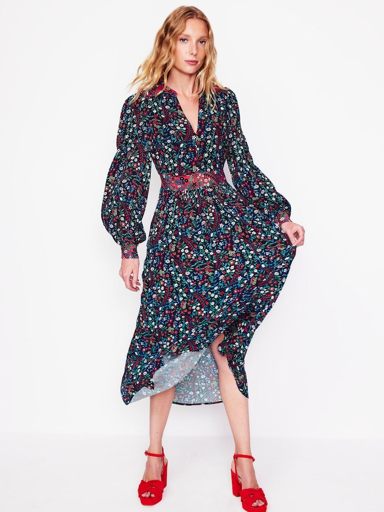 Boden Blue Petite Zoe Trim Detail Midi Dress - Image 1 of 5