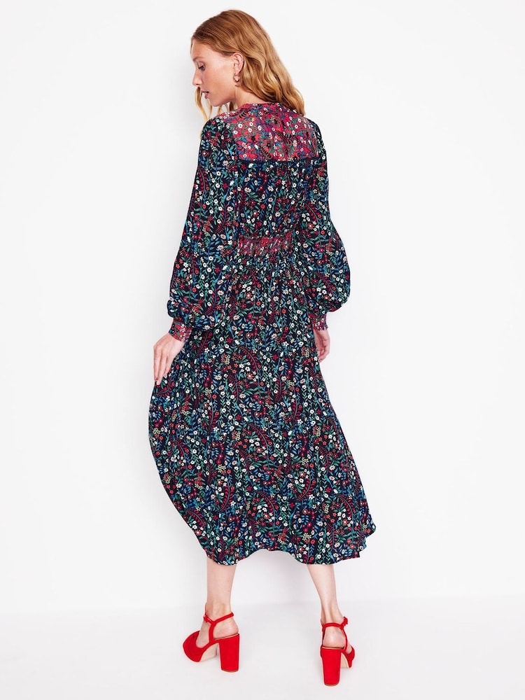 Boden Blue Petite Zoe Trim Detail Midi Dress - Image 2 of 5