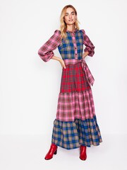 Boden Red Petite Alba Check Maxi Dress - Image 2 of 6