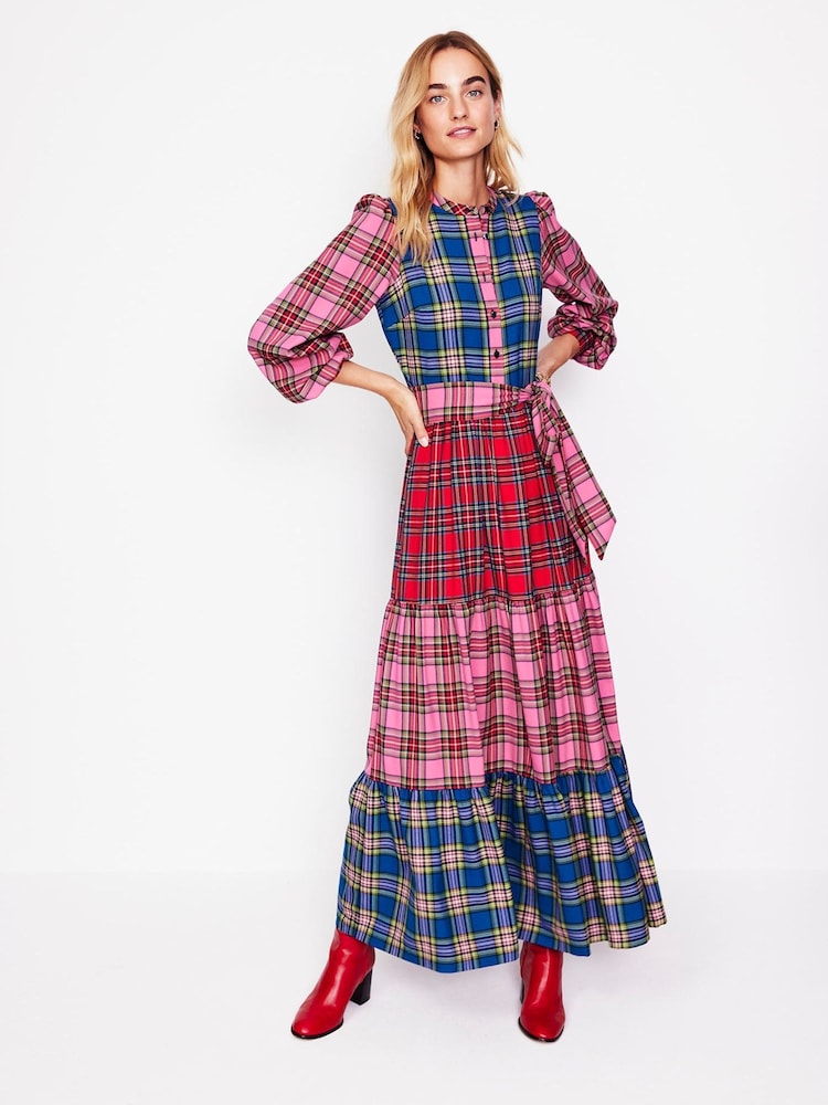 Boden Red Petite Alba Check Maxi Dress - Image 2 of 6
