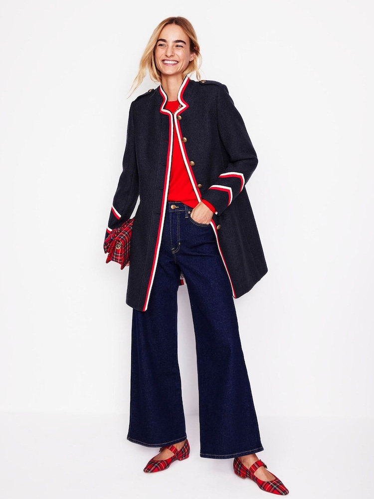 Boden Blue Petite Hamilton Tipped Coat - Image 1 of 5