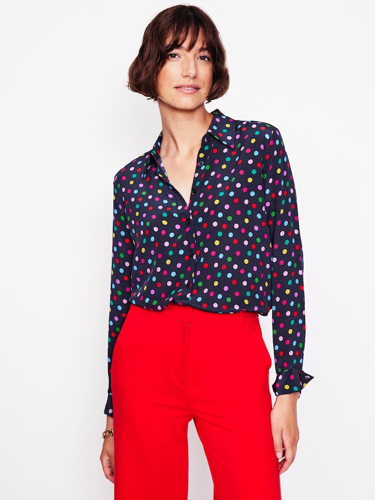 Boden Blue Petite Sienna Silk Shirt - Image 1 of 5