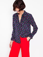 Boden Blue Petite Sienna Silk Shirt - Image 4 of 5