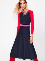 Boden Blue Petite Sam Colourblock Knitted Dress - Image 2 of 5