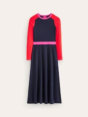 Boden Blue Petite Sam Colourblock Knitted Dress - Image 5 of 5