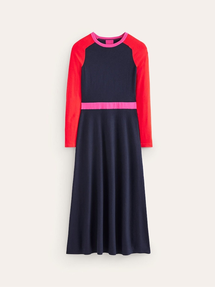 Boden Blue Petite Sam Colourblock Knitted Dress - Image 5 of 5