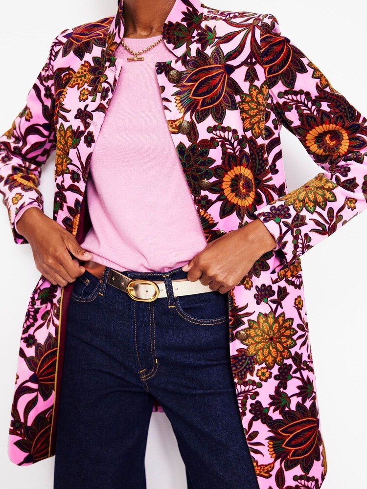 Boden Pink Petite Hamilton Velvet Coat - Image 1 of 4