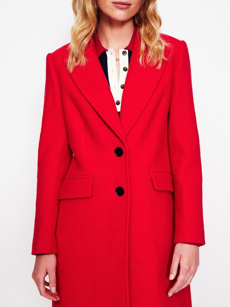 Boden Red Petite Chichester Textured Coat - Image 2 of 5