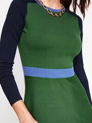 Boden Green Petite Sam Colourblock Knitted Dress - Image 2 of 6