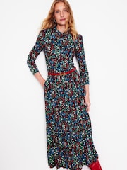 Boden Blue Petite High Neck Tiered Jersey Dress - Image 1 of 5