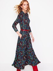 Boden Blue Petite High Neck Tiered Jersey Dress - Image 2 of 5