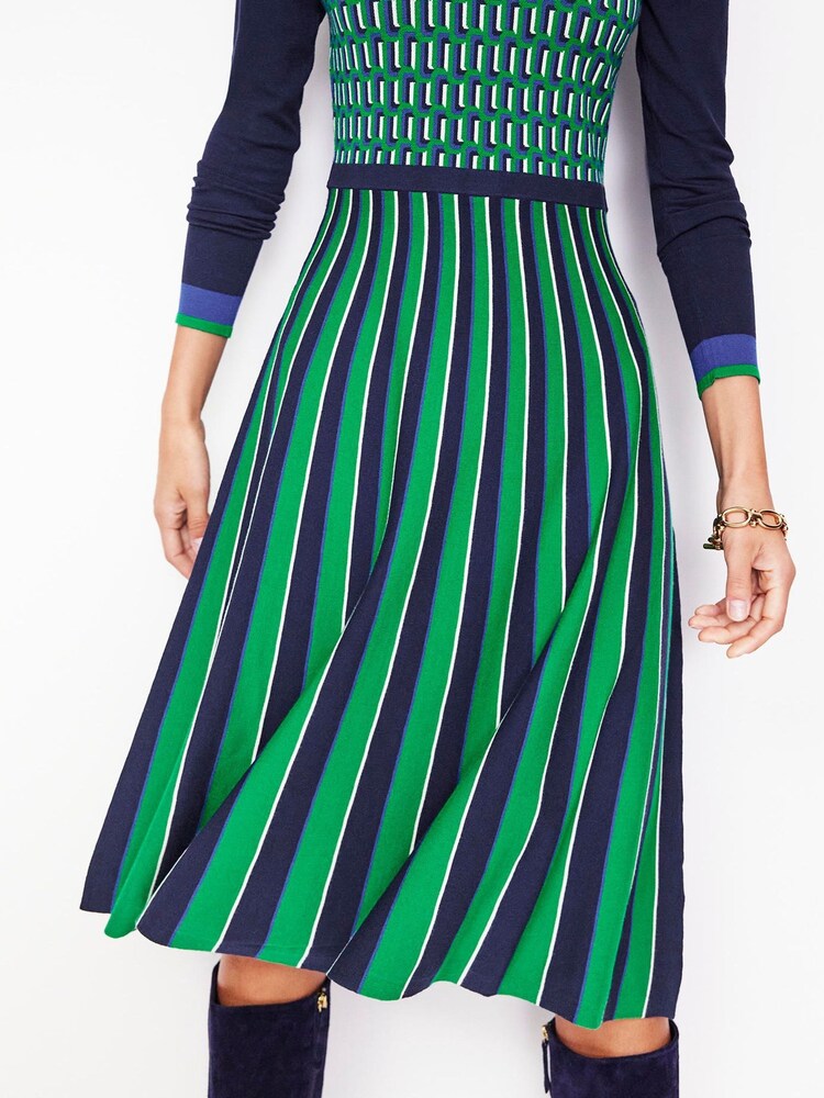 Boden Green Petite Maria Jacquard Knitted Dress - Image 2 of 6