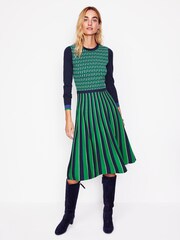 Boden Green Petite Maria Jacquard Knitted Dress - Image 4 of 6