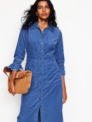 Boden Blue Petite Flora Cord Midi Shirt Dress - Image 1 of 5
