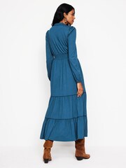 Boden Blue Petite Shirred Waist Tier Midi Dress - Image 4 of 5