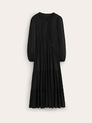 Boden Black Petite Smock Tiered Jersey Midi Dress - Image 5 of 5