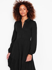Boden Black Petite Tiered Jersey Shirt Dress - Image 1 of 5