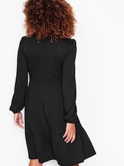 Boden Black Petite Tiered Jersey Shirt Dress - Image 3 of 5