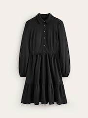 Boden Black Petite Tiered Jersey Shirt Dress - Image 5 of 5