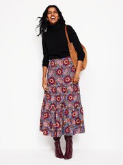 Boden Blue Petite Viv Cord 100% Cotton Tiered Maxi Skirt - Image 3 of 6