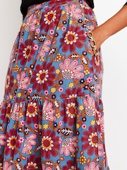 Boden Blue Petite Viv Cord 100% Cotton Tiered Maxi Skirt - Image 4 of 6