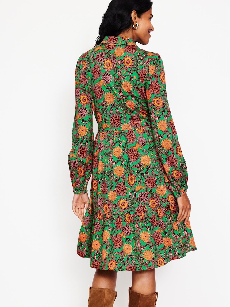 Boden Green Petite Tiered Jersey Shirt Dress - Image 4 of 5