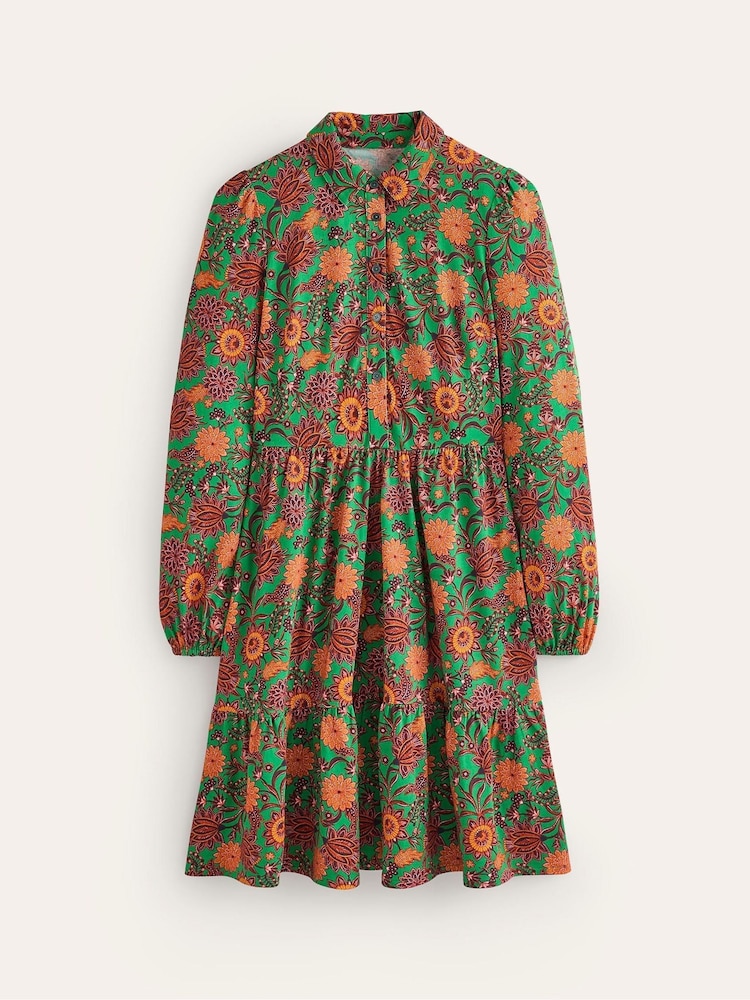 Boden Green Petite Tiered Jersey Shirt Dress - Image 5 of 5
