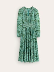 Boden Green Petite Smock Tiered Jersey Midi Dress - Image 5 of 5