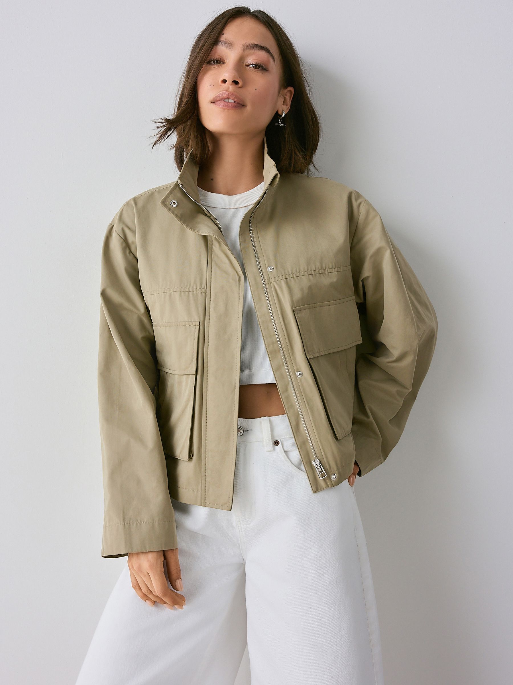 Buy Khaki Green Funnel Neck Utility Jacket From The Next UK Online Shop Buy Khaki Green Funnel Neck Utility Jacket From The Next UK Online Shop