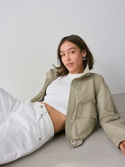 Khaki Green Funnel Neck Utility Jacket - Image 4 of 9