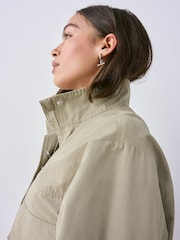 Khaki Green Funnel Neck Utility Jacket - Image 5 of 9