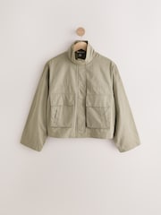 Khaki Green Funnel Neck Utility Jacket - Image 7 of 9
