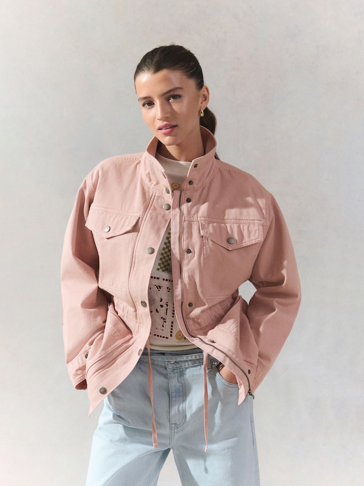 Pink Cotton Utility Jacket - Image 1 of 9