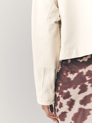 Ecru Print Cropped 100% Cotton Jacket - Image 5 of 8