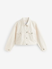 Ecru Print Cropped 100% Cotton Jacket - Image 6 of 8