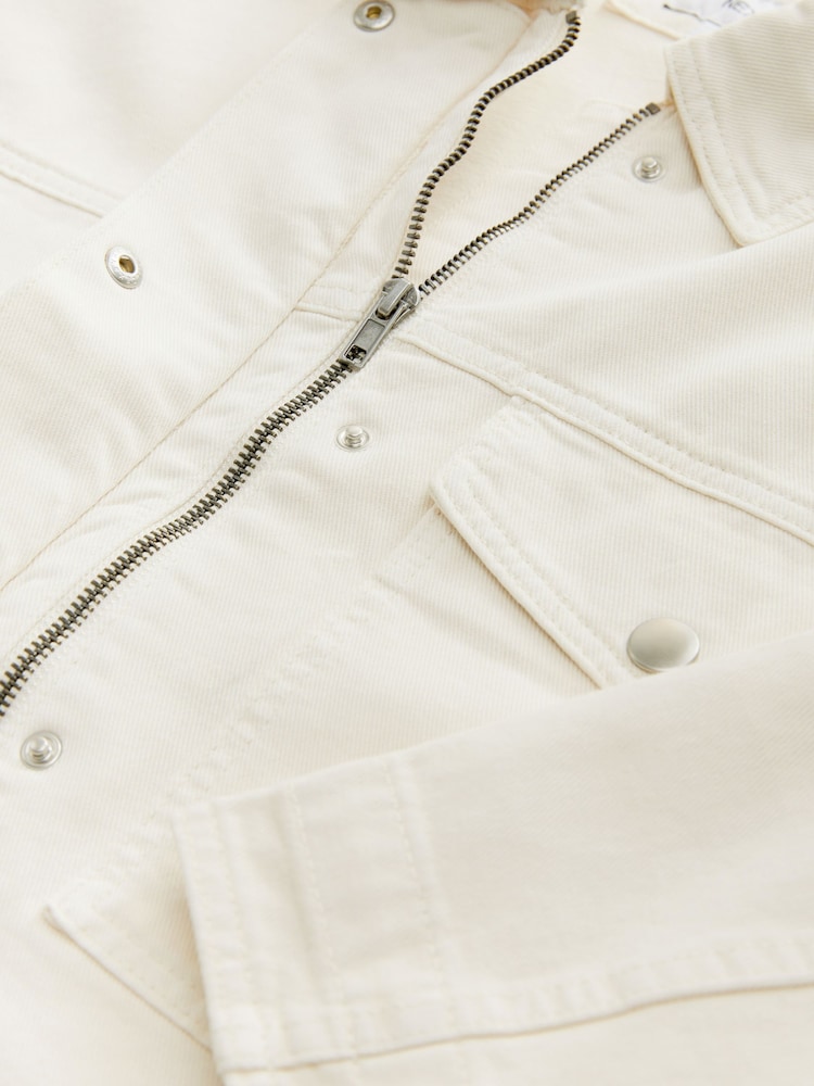 Ecru Print Cropped 100% Cotton Jacket - Image 8 of 8