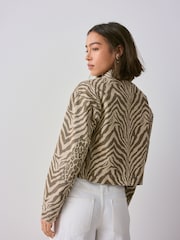 Animal Print Cropped 100% Cotton Jacket - Image 3 of 8