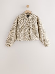 Animal Print Cropped 100% Cotton Jacket - Image 6 of 8