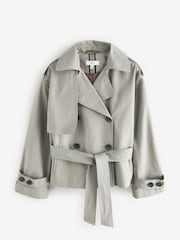 Grey Belted Cropped Trench Jacket - Image 6 of 8