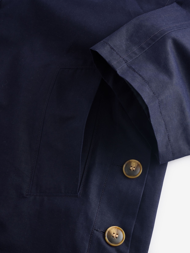 Navy Blue Cape Trench Coat - Image 7 of 8