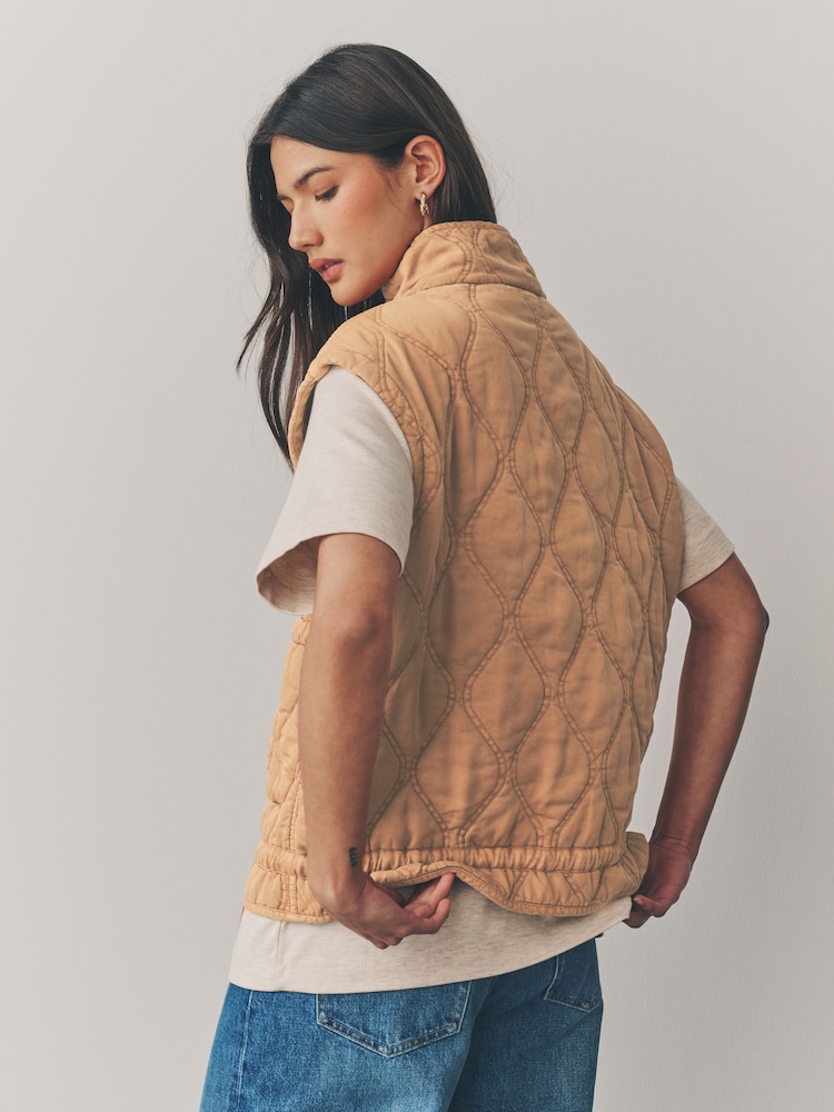 Rust Brown Quilted Gilet - Image 3 of 7