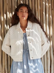 White 100% Cotton Textured Jacket - Image 2 of 5
