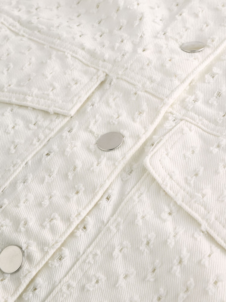 White 100% Cotton Textured Jacket - Image 5 of 5