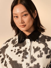 Cow Print Neutral Cord Collar Jacket - Image 4 of 8