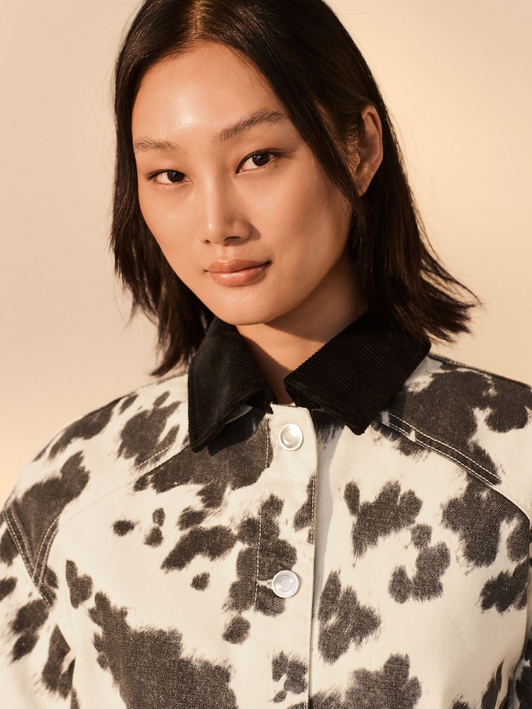 Cow Print Cord Collar Jacket - Image 4 of 8