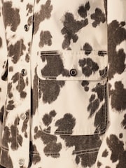 Cow Print Neutral Cord Collar Jacket - Image 5 of 8