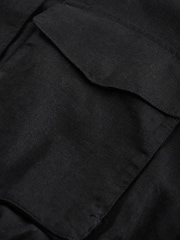 Black Linen Blend Bomber Jacket - Image 8 of 8