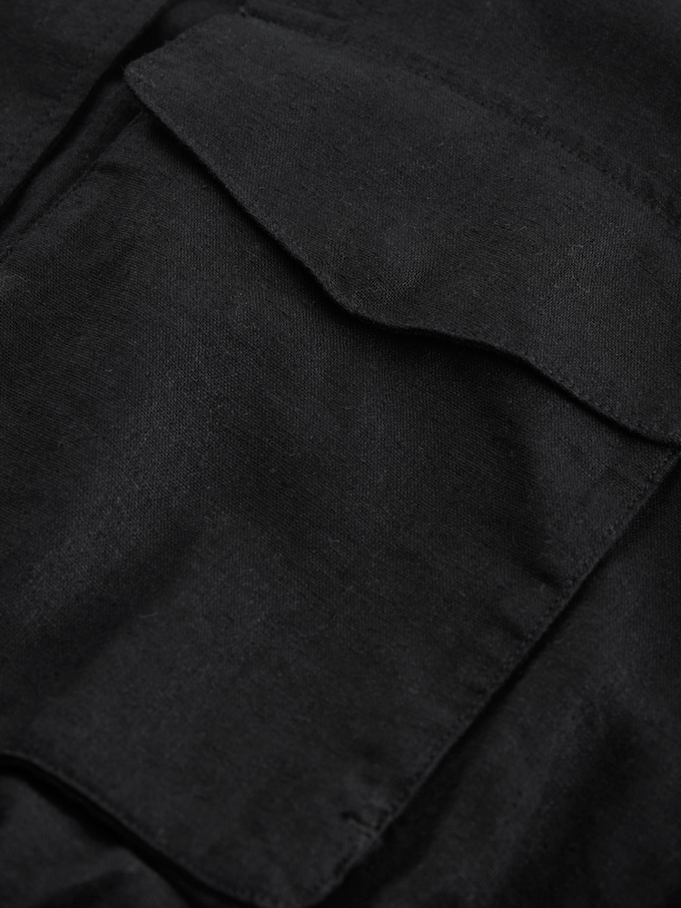 Black Linen Blend Bomber Jacket - Image 8 of 8