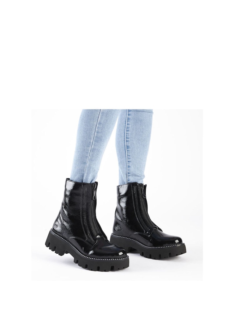 Rieker Womens Front Zip Black Boots - Image 1 of 11